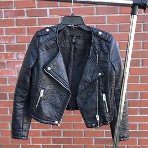 Faux motto leather jacket